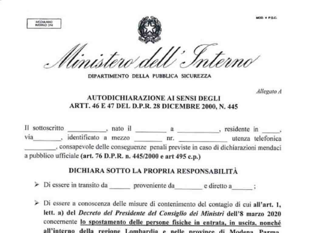 autocertificazione lombardia torna il modulo