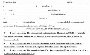 modulo autocertificazione