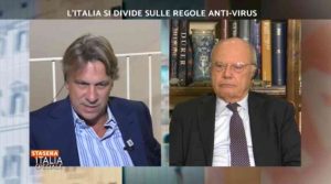 Lite a Stasera Italia, Porro: "Bassetti dice...". Galli: "È una balla"