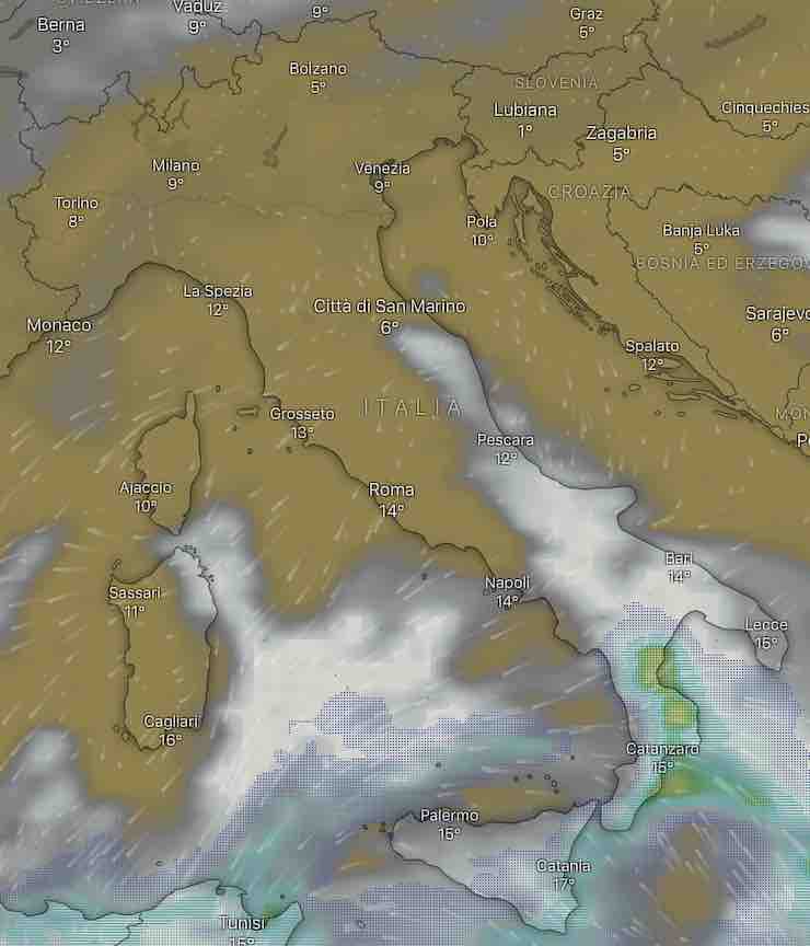 mappa Italia temperature