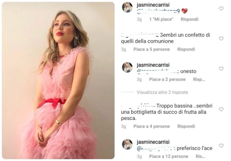 Jasmine Carrisi e il commento - Meteoweek