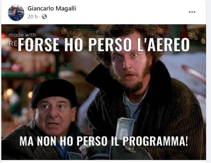 Il post di Magalli su Facebook