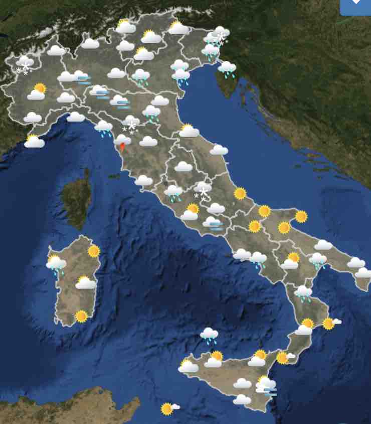 mappa Italia mattina martedì