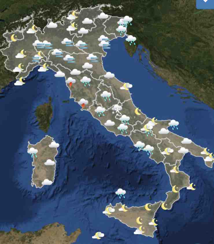 mappa Italia pomeriggio martedì