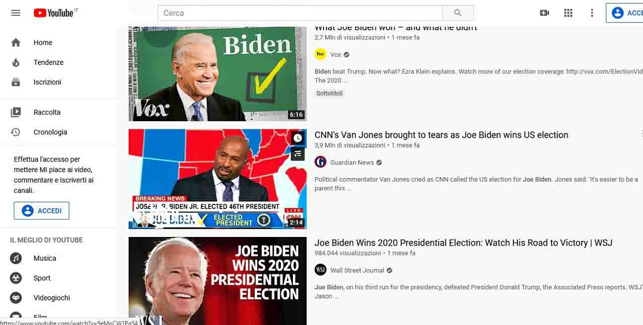 YouTube rimuove video contro vittoria Joe Biden