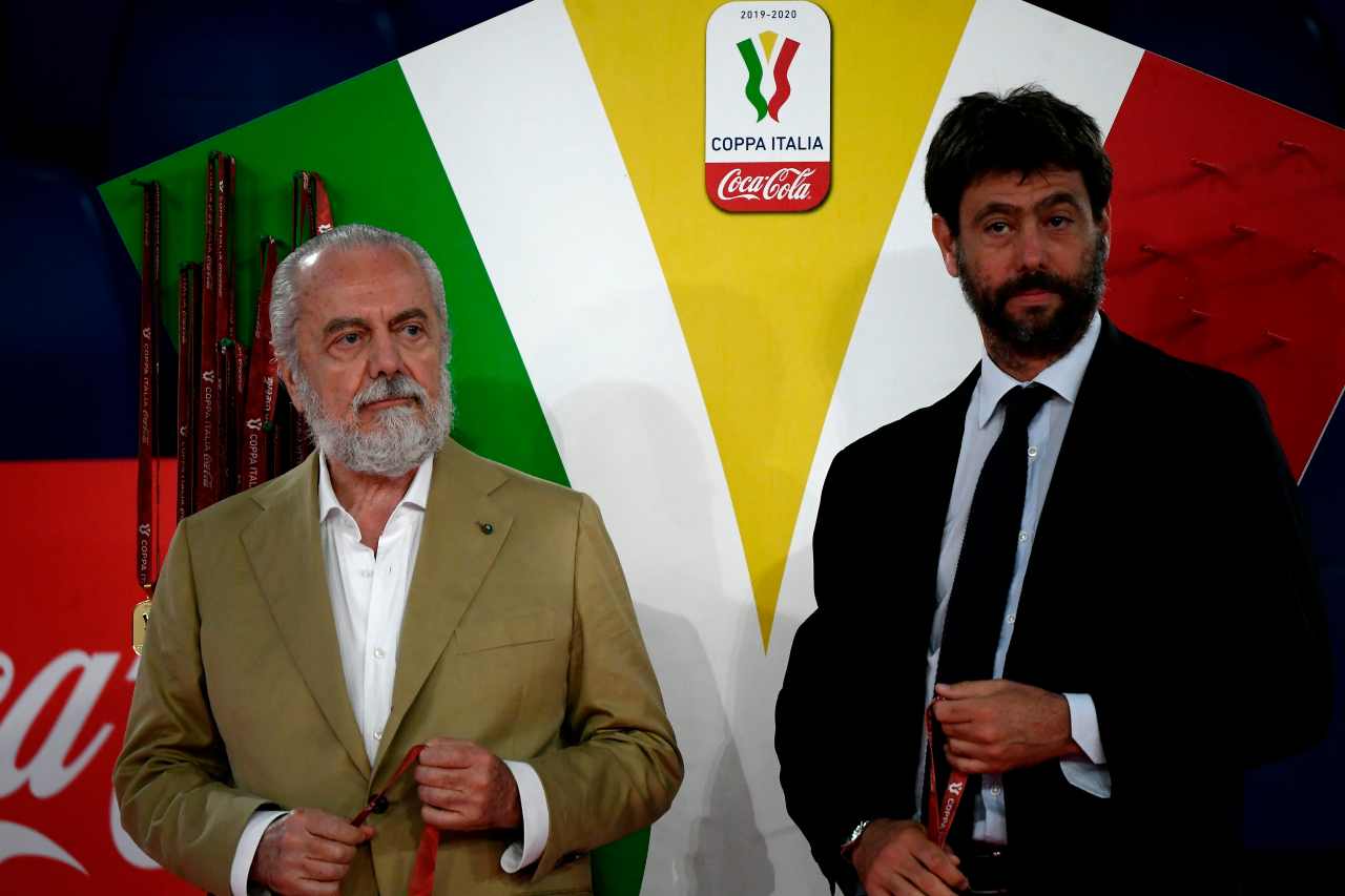 Aurelio De Laurentiis e Andrea Agnelli, presidenti di Napoli e Juventus. Getty Images