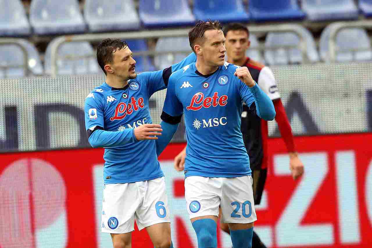 Il Napoli esulta dopo il gol al Cagliari. Getty Images