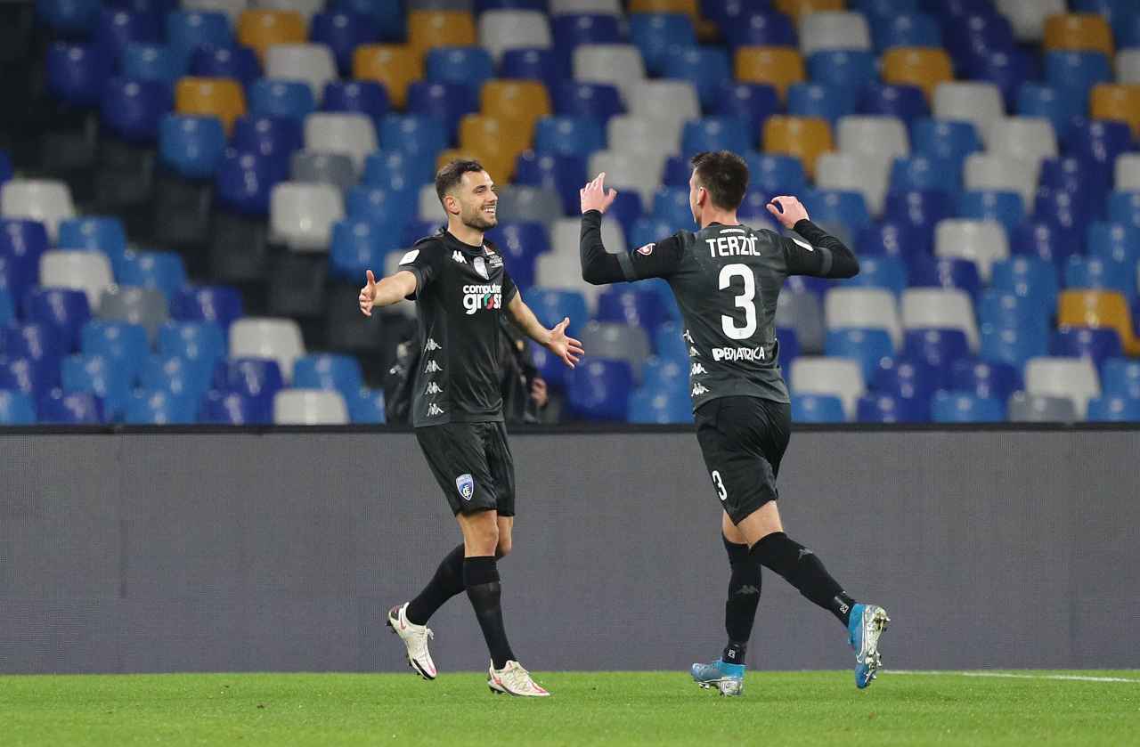 L'esultanza dell'Empoli contro il Napoli. Getty Images