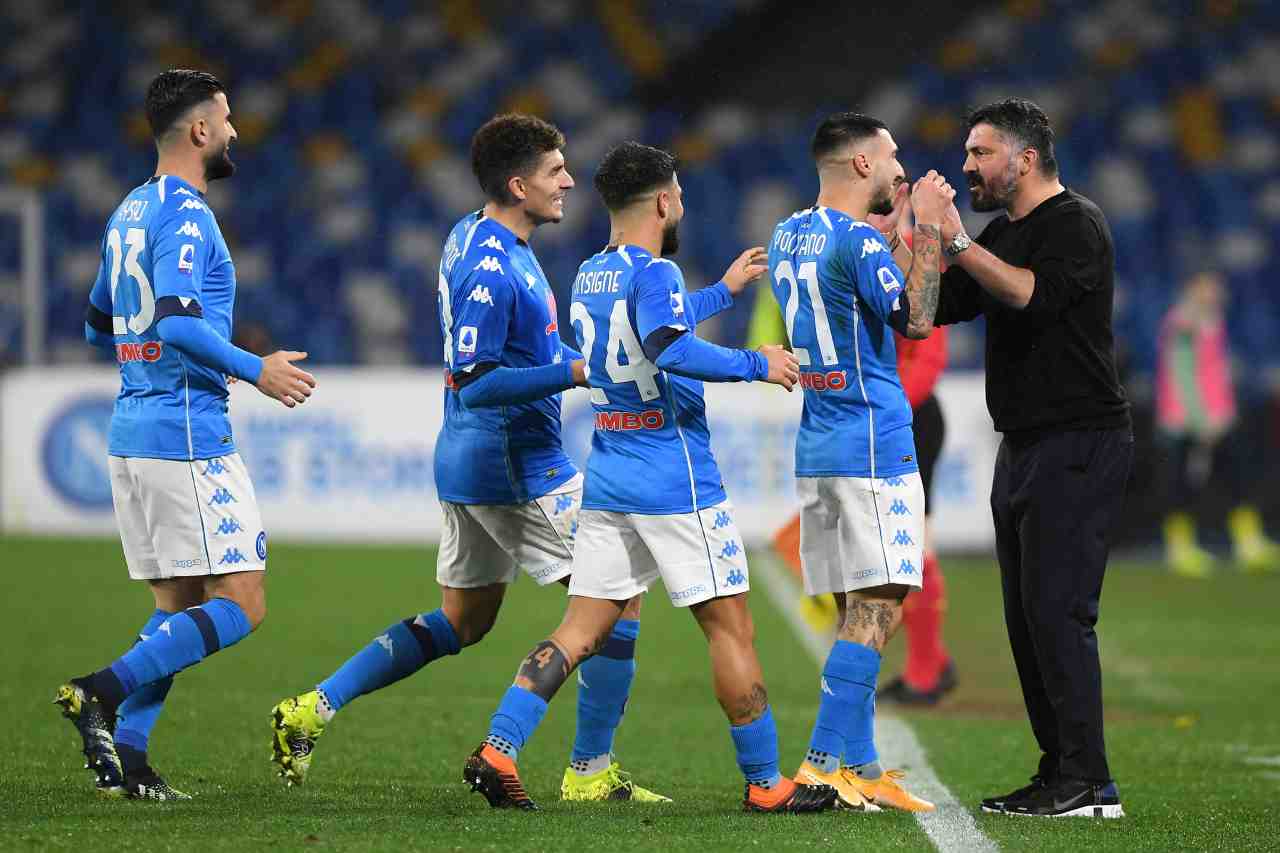 L'esultanza del Napoli dopo il 2-0 contro il Parma. Getty Images