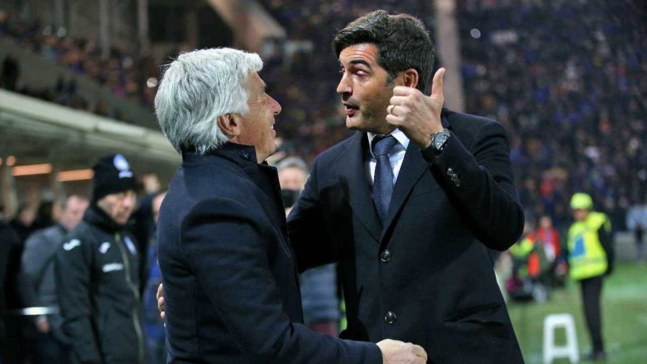 Da sinistra: il tecnico dell'Atalanta Gian Piero Gasperini ed il tecnico della Roma Paulo Fonseca (foto © Mancini)