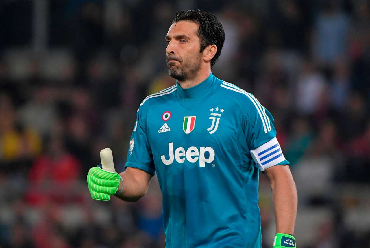 Buffon titolare con lo Spal in Coppa Italia  (Photo credit should read TIZIANA FABI/AFP via Getty Images)