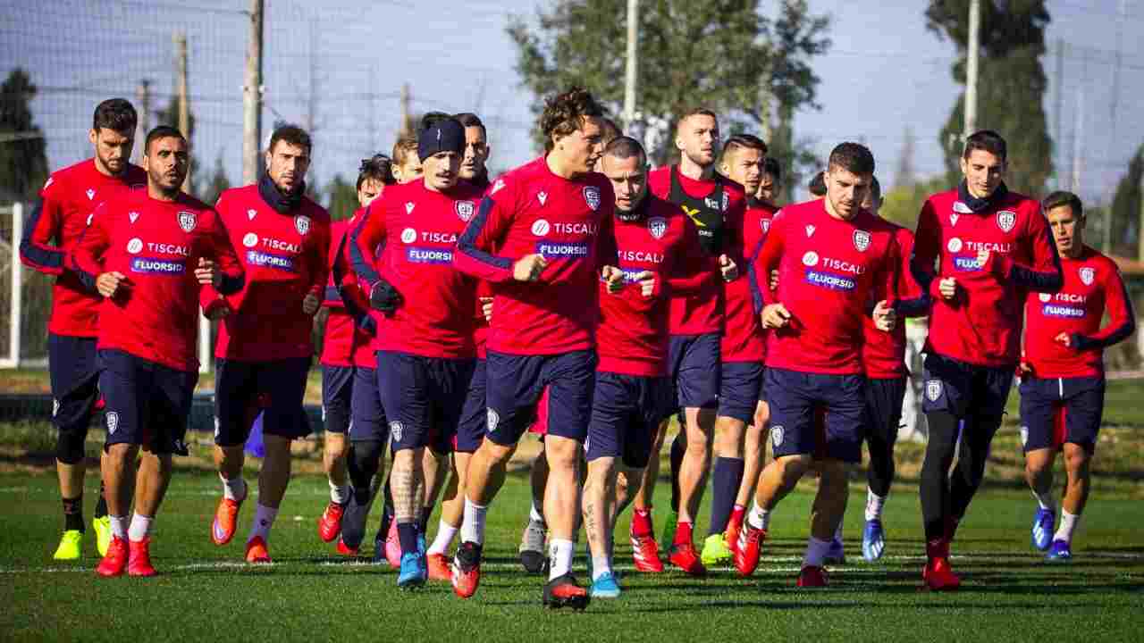 Cagliari, la squadra in allenamento, marzo 2020