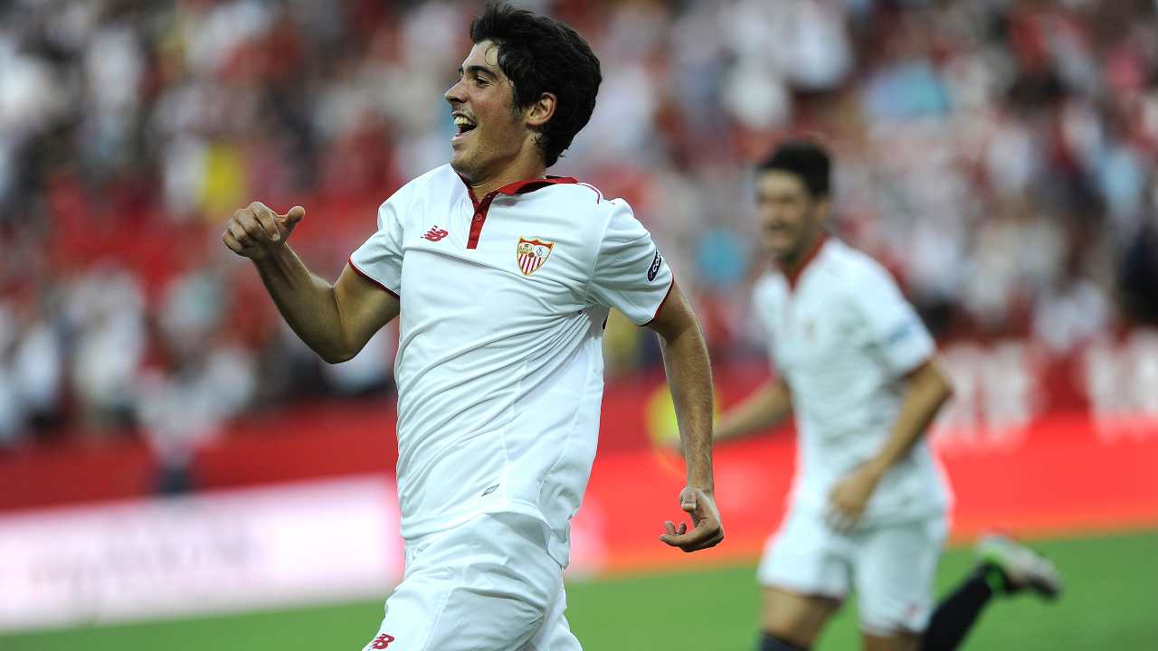 Siviglia, Carlos Fernandez festeggia il suo gol al Las Palmas, 10 settembre 2016 (foto di Criistina Quicler/AFP via Getty Images)