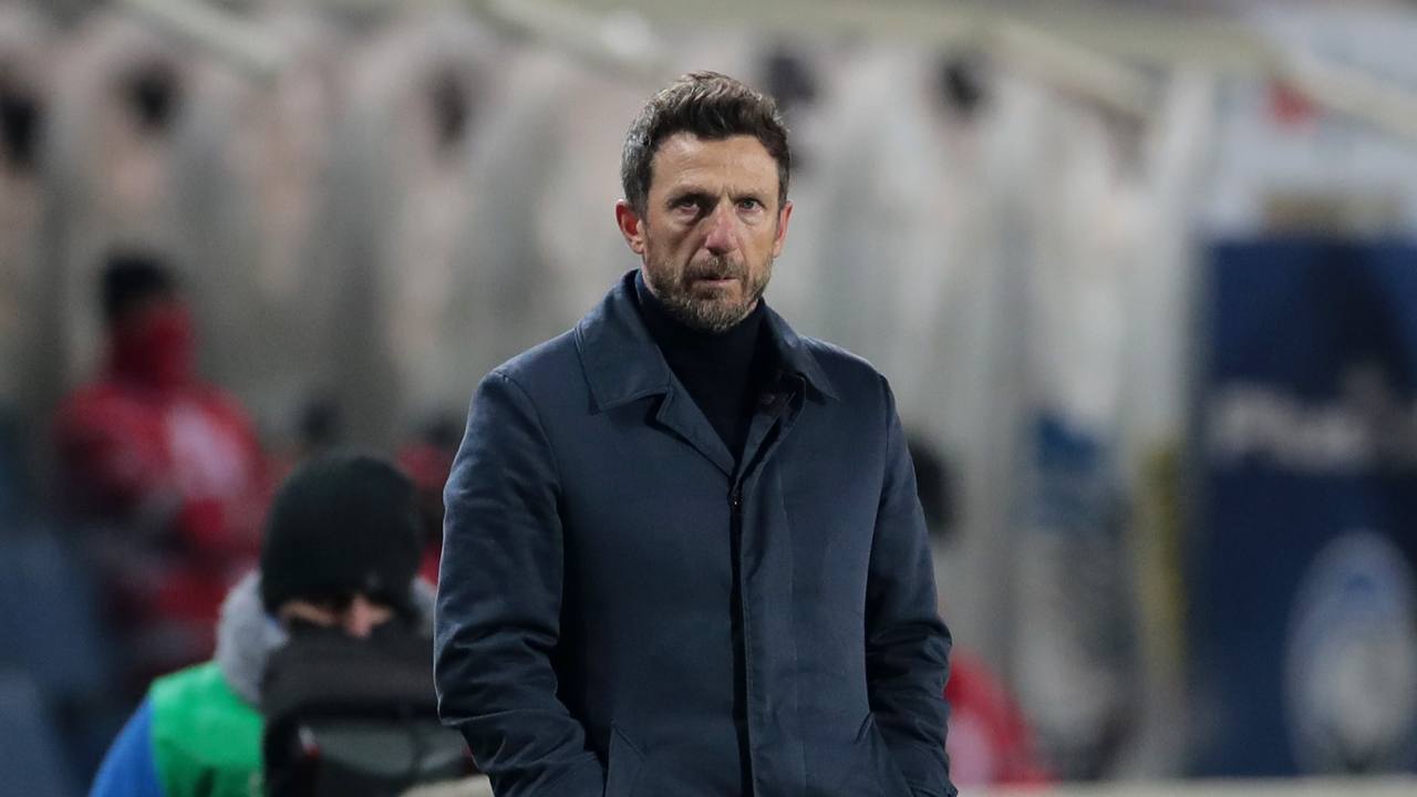 Cagliari, l'allenatore Eusebio di Francesco a bordocampo durante la partita di Coppa Italia con l'Atalanta, 14 gennaio 2021 (foto di Emilio Andreoli/Getty Images)