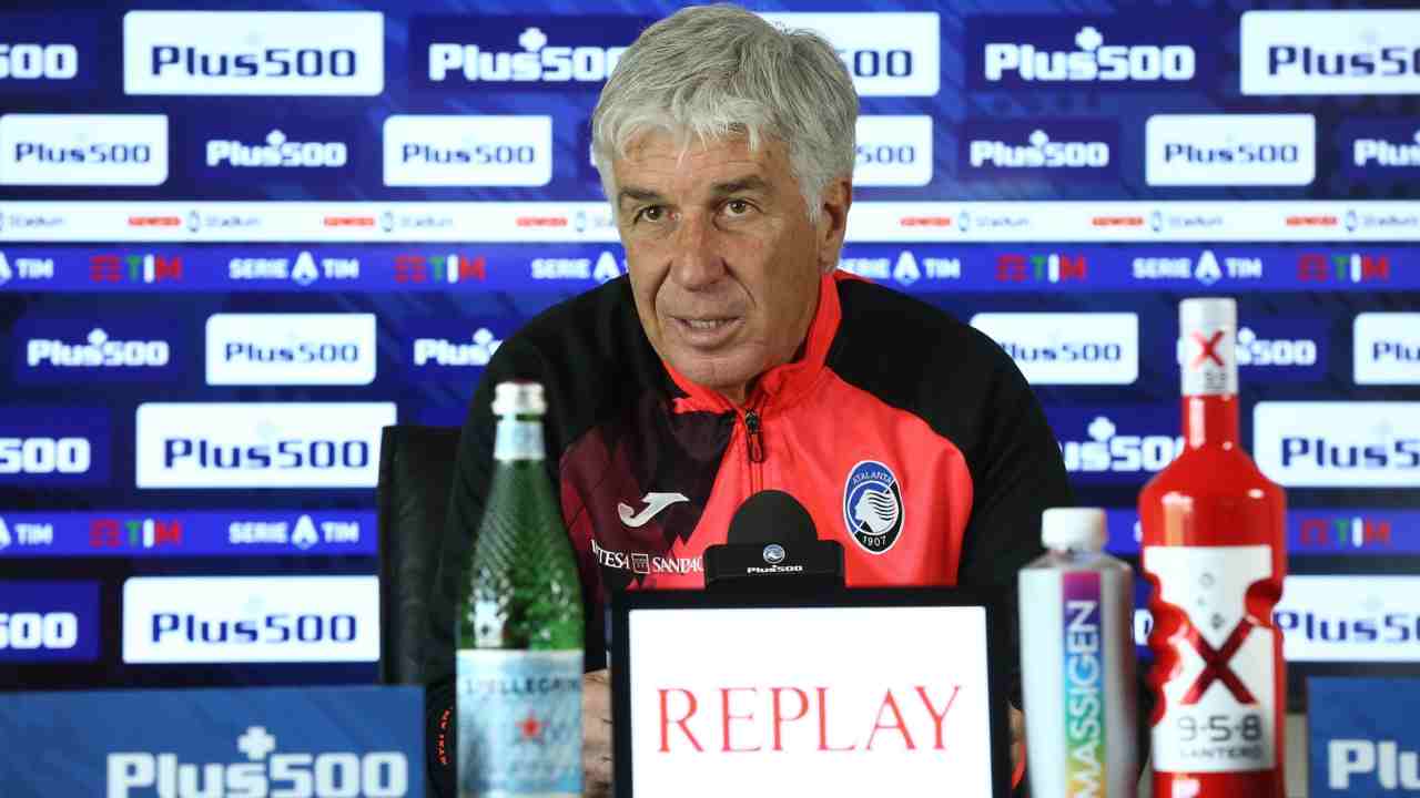 Atalanta, l'allenatore Gian Piero Gasperini in conferenza stampa (foto © Atalanta Bergamasca Calcio)