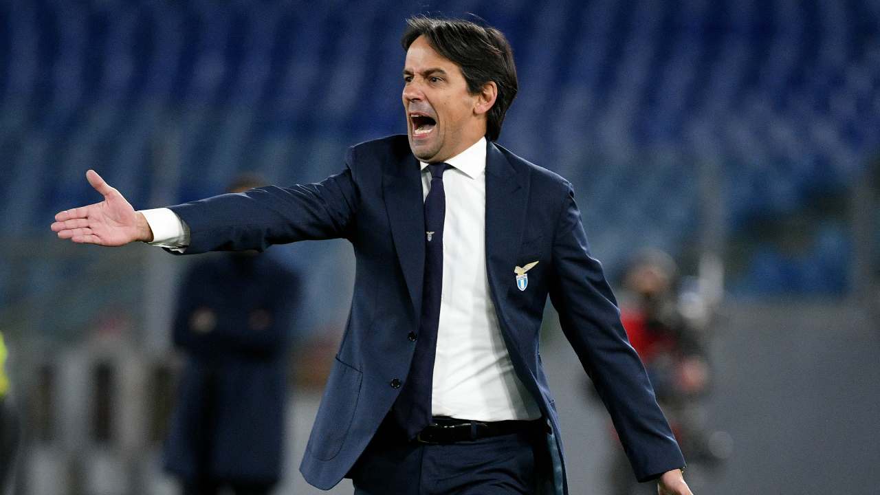 Lazio, l'allenatore Simone Inzaghi durante la partita con la Roma, 15 gennaio 2021 (foto di Marco Rosi - SS Lazio/Getty Images)