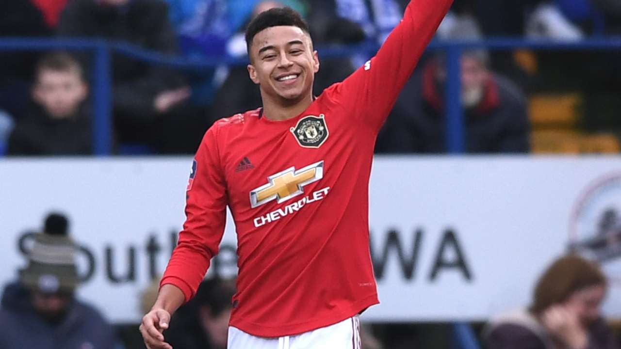 Manchester United, Jesse Lingard festeggia il suo gol in FA Cup nella partita contro il Tranmere Rovers, 26 gennaio 2020 (foto di Gareth Copley/Getty Images)