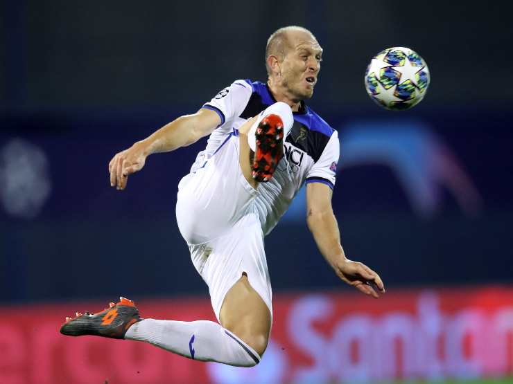 Atalanta, il difensore Andrea Masiello in campo contro la GNK Dinamo, 18 settembre 2019 (foto di Damir Sencar/AFP via Getty Images)