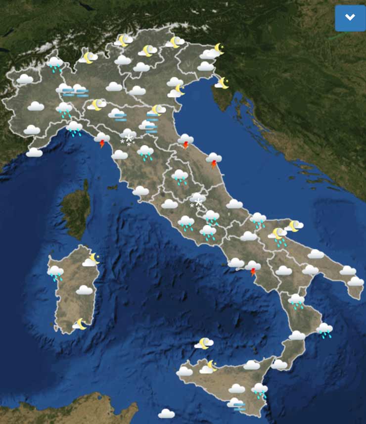 meteo domenica 3 gennaio maltempo neve pioggia grandine