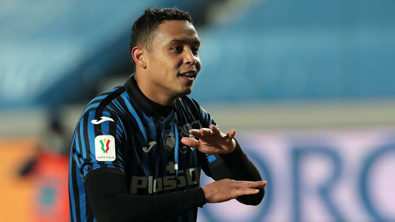 Atalanta, l'attaccante Luis Muriel festeggia il suo gol contro il Cagliari, 14 gennaio 2021 (foto di Emilio Andreoli/Getty Images)