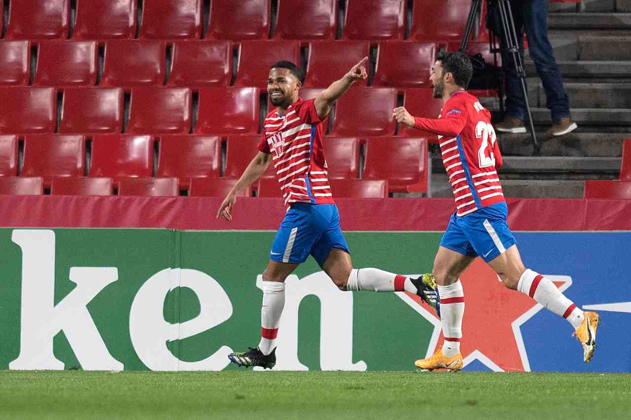 L'esultanza del Granada contro il Napoli. Getty Images