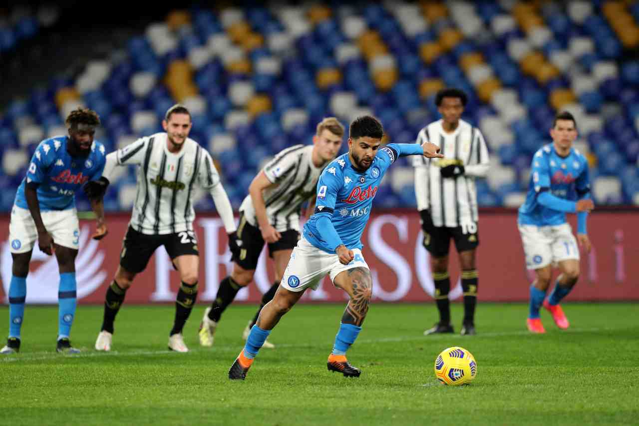 Il rigore calciato da Lorenzo Insigne in Napoli-Juventus. Getty Images