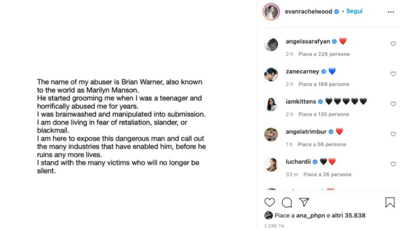 Evan Rachel Wood su Instagram
