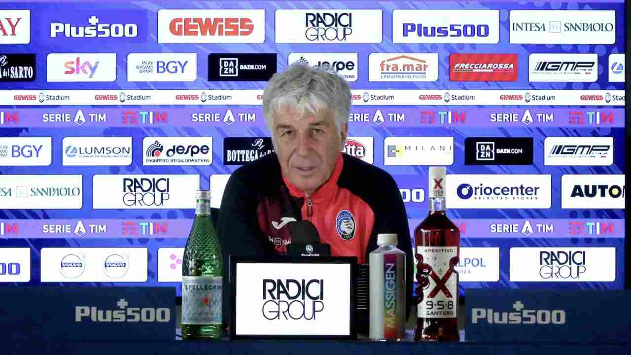 Atalanta, l'allenatore Gian Piero Gasperini in conferenza stampa prima della partita di Serie A con il Napoli, 20 febbraio 2021 (foto © Atalanta Bergamasca Calcio)