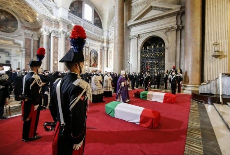 in chiesa per i funerali di Stato per Attanasio e Iacovacci - meteoweek