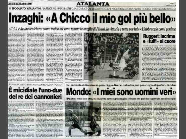 Pippo Inzaghi, allora giocatore dell'Atalanta, ricorda Fedrico Pisani dedicandogli il suo gol più bello, 1997