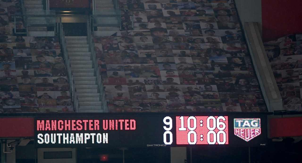 Il tabellone dell'Old Trafford (Photo by Laurence Griffiths/Getty Images)