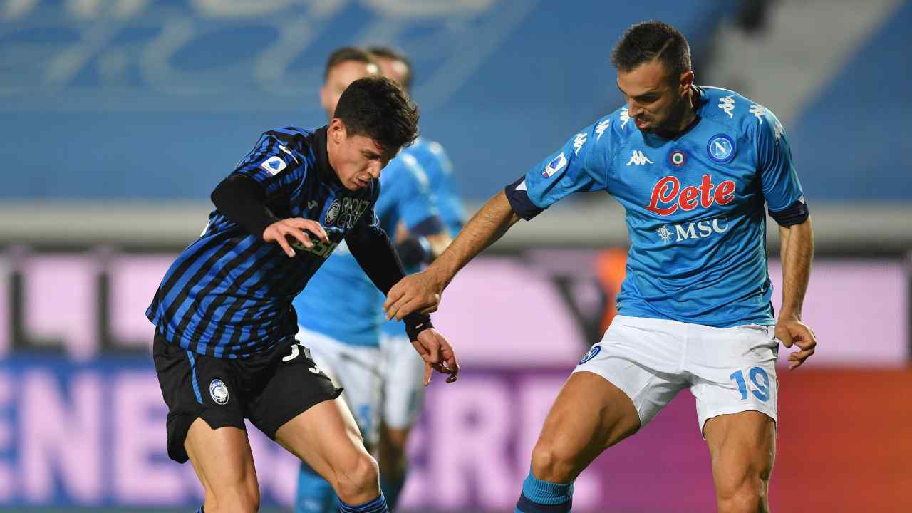 Da sinistra: Matteo Pessina a duello con Nikola Maksimovic (foto di Valerio Pennicino/Getty Images)