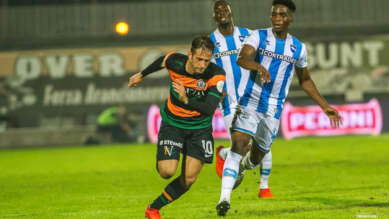 Un momento della partita di Serie B Venezia-Pescara del 20 ottobre 2020 (foto © Pescara Calcio)