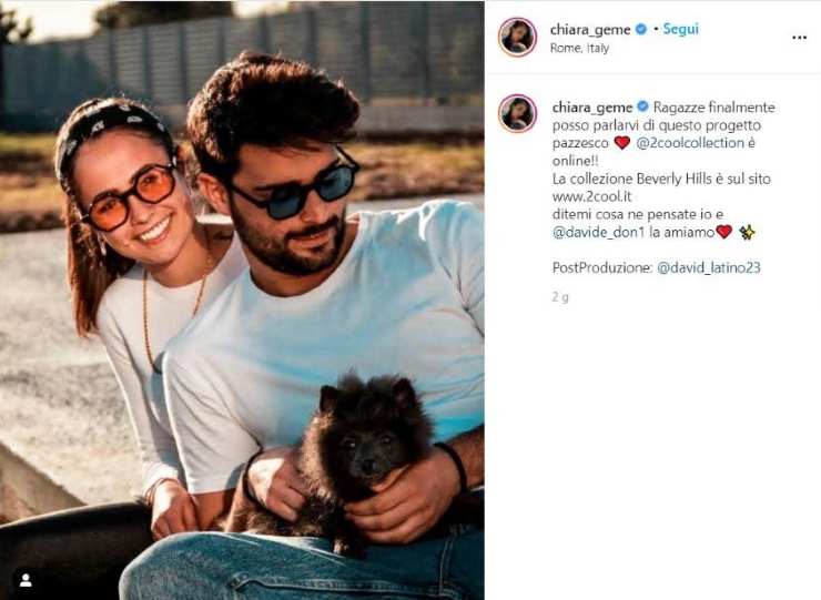 Chiara pubblica un post su Instagram - Fonte Instagram