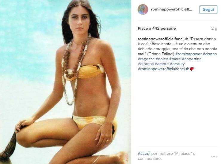 La foto di Romina pubblicata su una pagina fan - Fonte Instagram