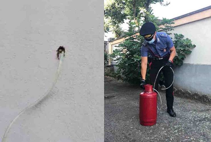 Buca il muro del vicino per inserire un tubo e ucciderlo con il gas