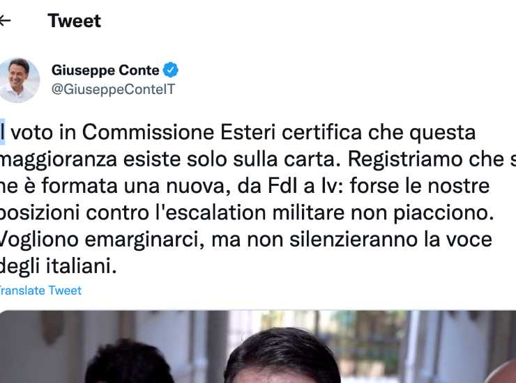 Il primo tweet di Conte