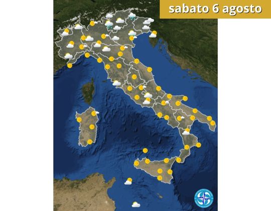 Meteo OGGI sabato 6 agosto Forti temporali al Nord, qualche pioggia al Sud