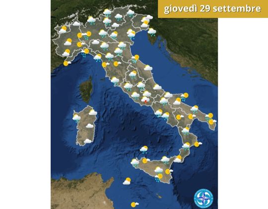 Meteo OGGI giovedì 29 settembre