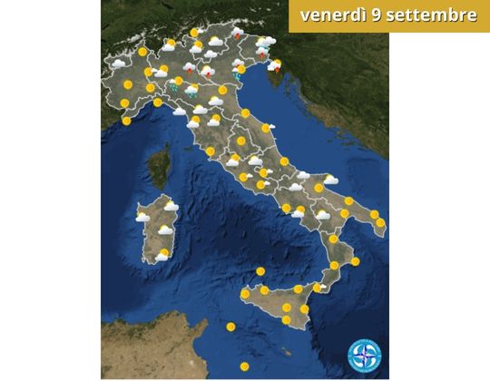 Meteo OGGI venerdì 9 settembre Ancora tempo instabile al Centro-Nord (2)