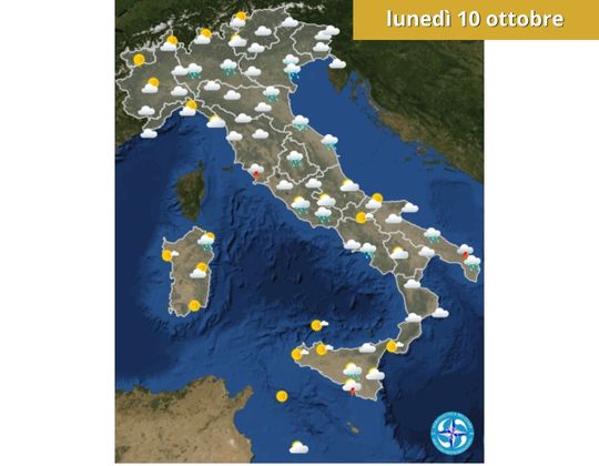 Meteo OGGI lunedì 10 ottobre