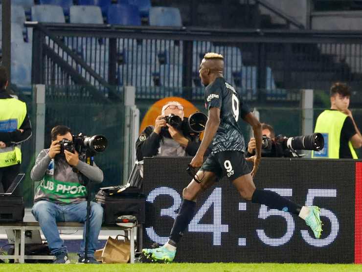 Osimhen festeggia il gol vittoria contro la Roma - credits: Ansa Foto. 24102022 MeteoWeek.com