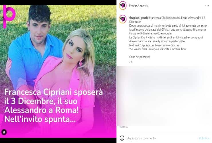 Iban sugli inviti del matrimonio della Cipriani - Meteoweek.com