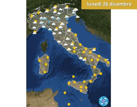 Meteo OGGI lunedì 26 dicembre