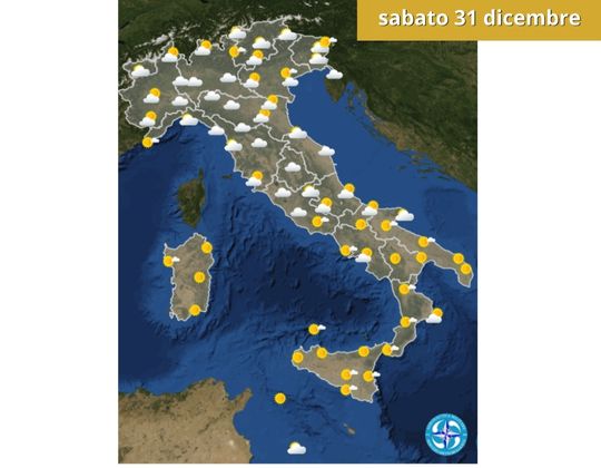 Meteo OGGI sabato 31 dicembre | Stabile con più nuvole al Centro-Nord