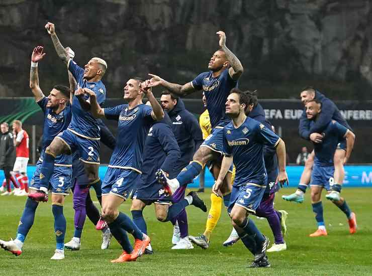 La Fiorentina festeggia il successo sul Braga - credits: Ansa Foto. 17022023 MeteoWeek.com