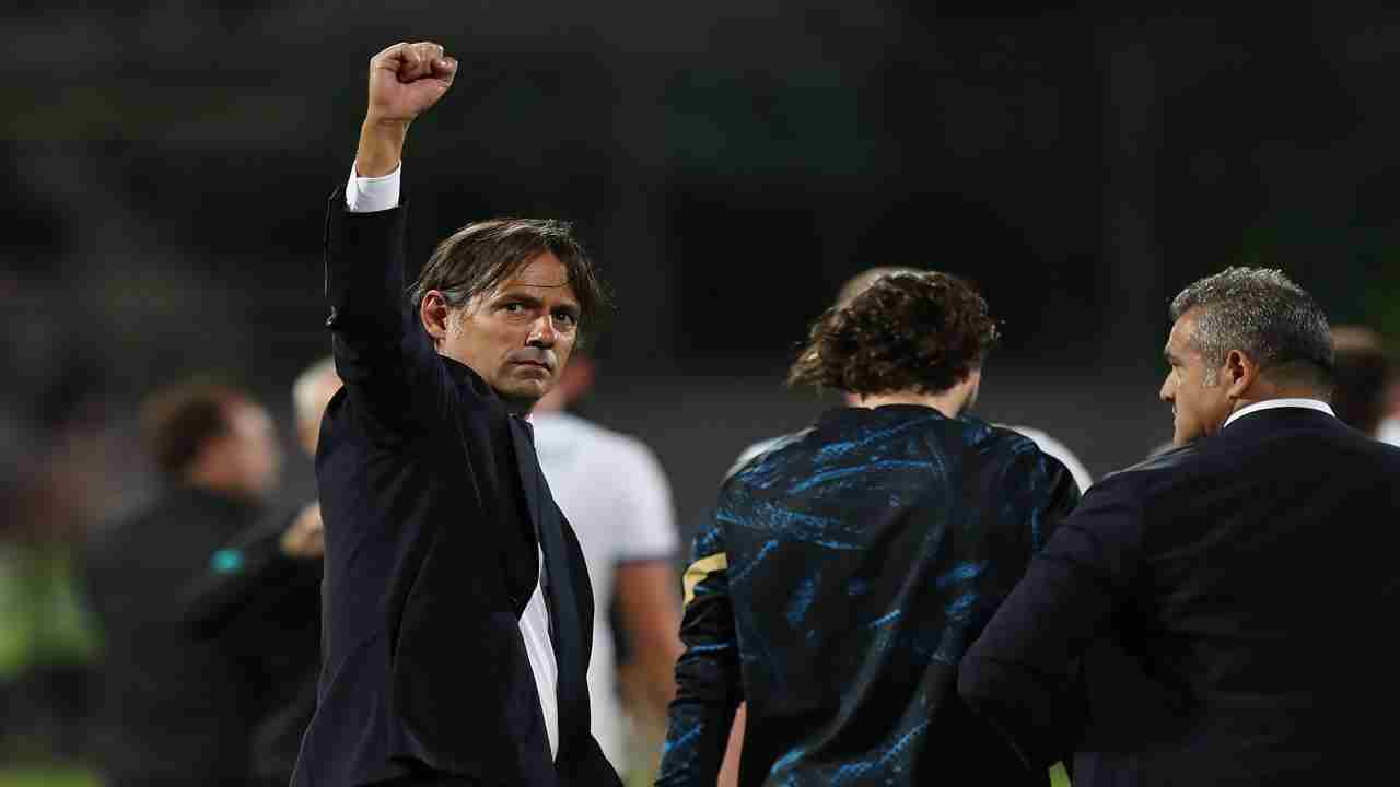 Simone Inzaghi festeggia una vittoria sulla panchina dell’Inter – credit: Getty Images